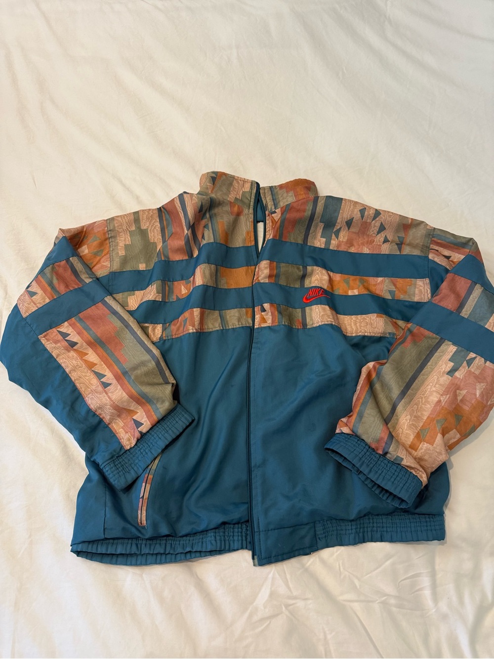 Nike Teal Jacket with Multicolor Aztec Panels